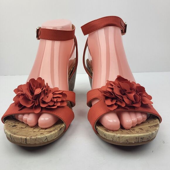 Naturalizer Womens Areda-Flower tangerine Wedge Sandals 8 M - Picture 5 of 12